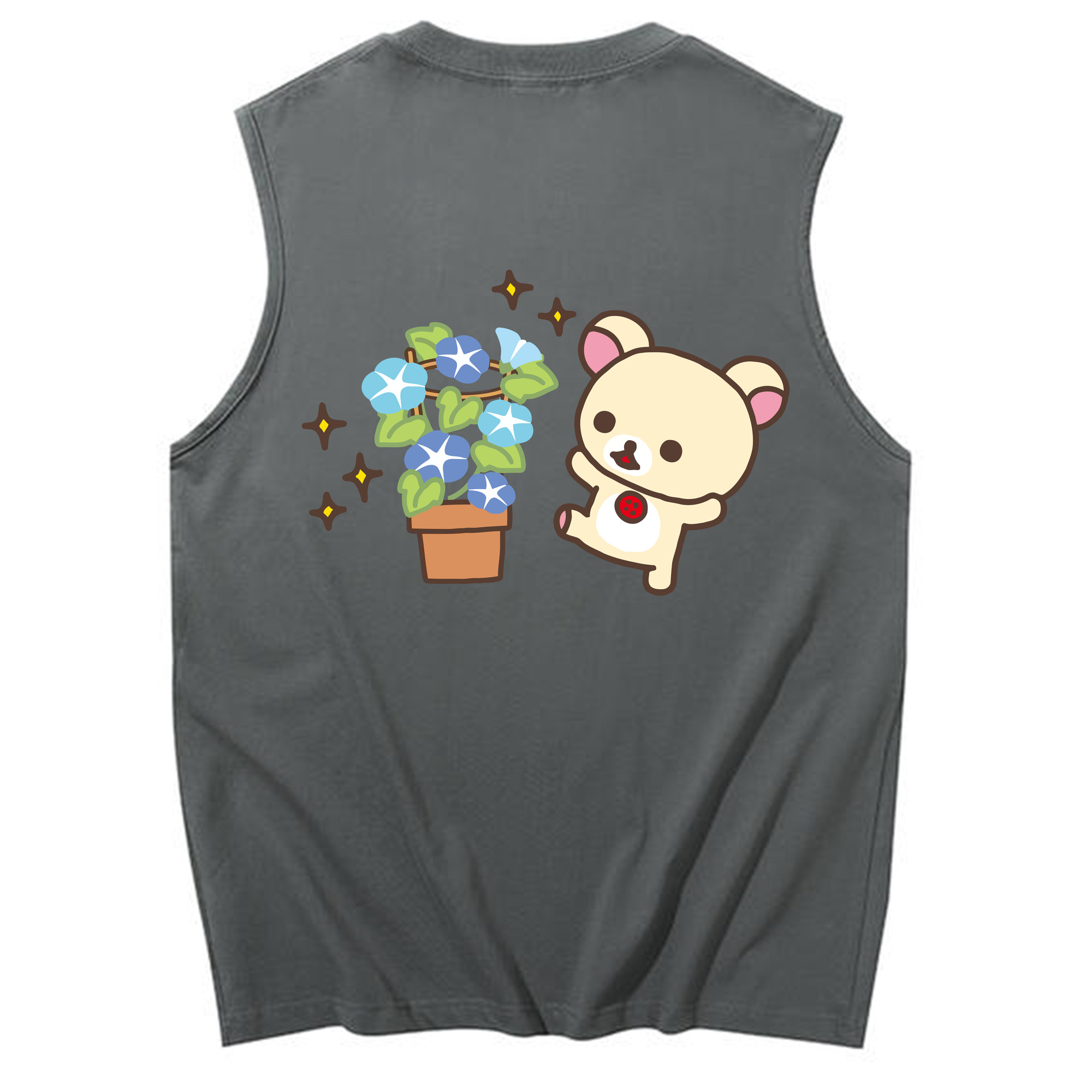 （画像用） リラックマ リラックマ キイロイトリ Rilakkuma Korilakkuma Kiiroitori コットン100％タンクトップ（背面プリント）
